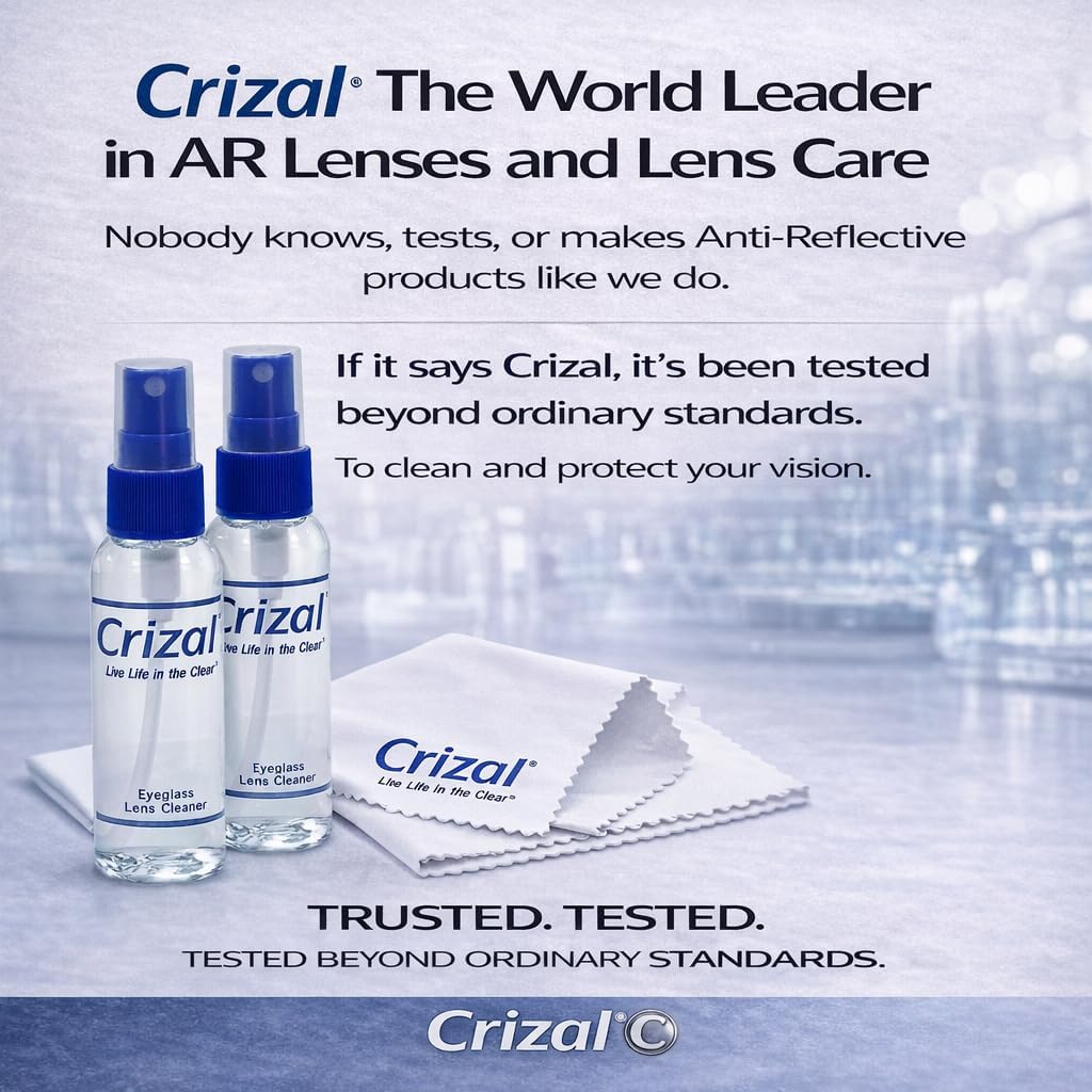Crizal Microfiber Cleaning Cloths for Eyeglasses – Designed & Tested by CRIZAL® for AR-Coated Lenses – Safe Lens Cleaning Without Scratching-4 Pack