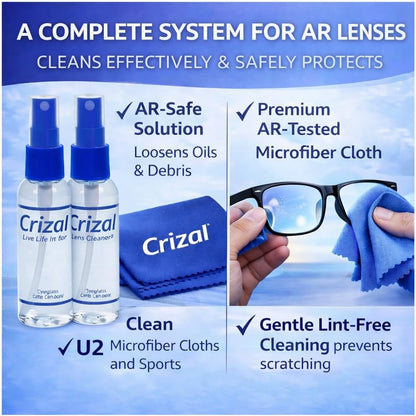Crizal Eyeglass Lens Cleaning Solution – 2 Pack – Safe for AR-Coated Lenses – Designed & Tested by the AR Coating Experts