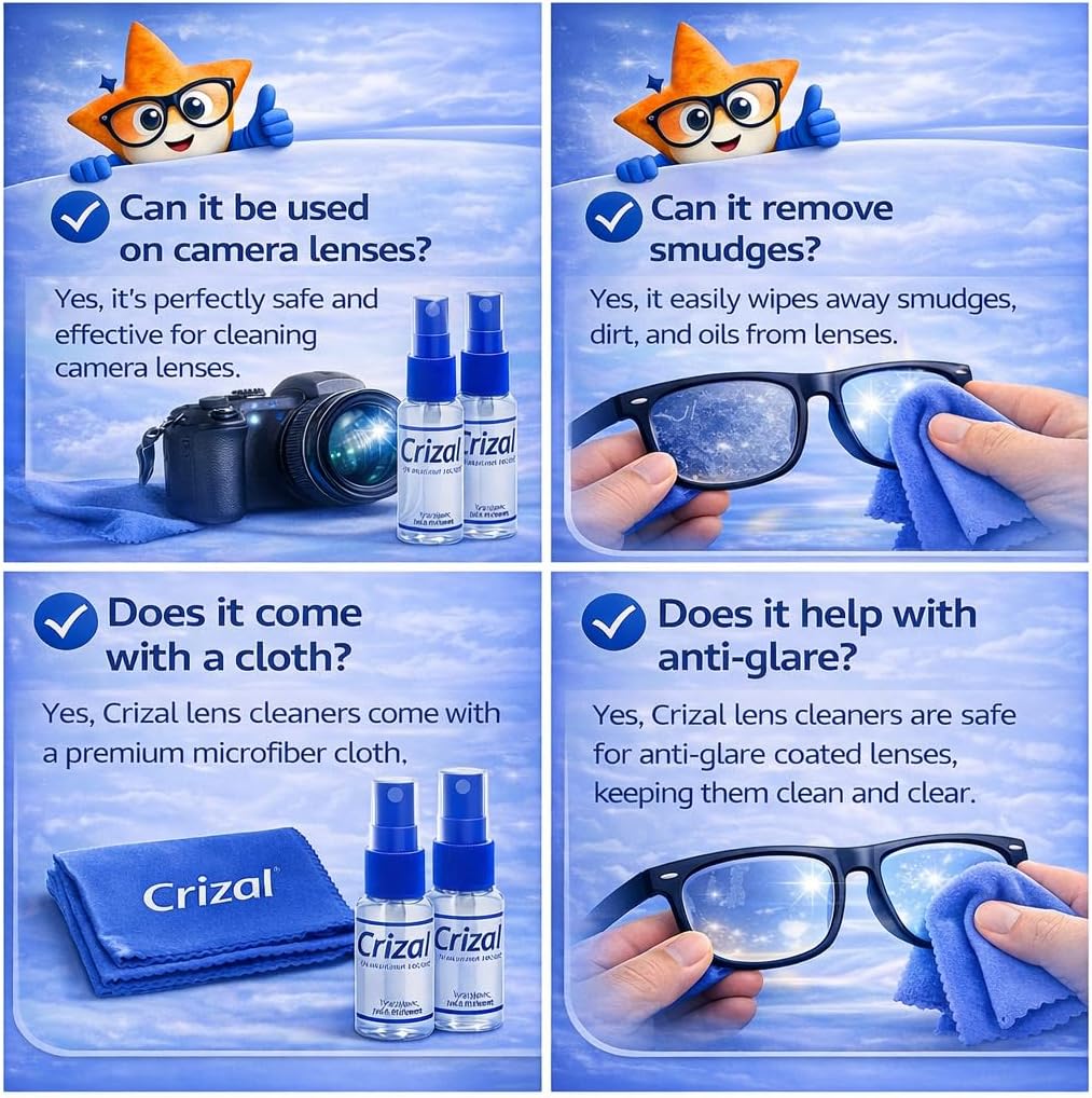 Crizal Eyeglass Lens Cleaning Solution – 2 Pack – Safe for AR-Coated Lenses – Designed & Tested by the AR Coating Experts