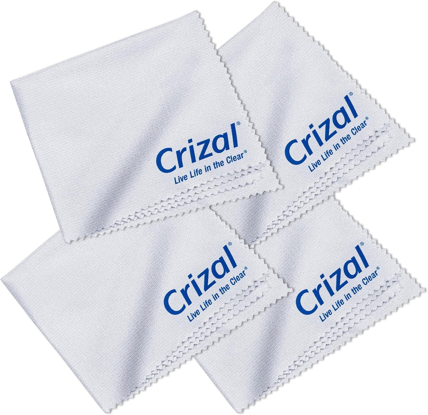 Crizal Microfiber Cleaning Cloths for Eyeglasses – Designed & Tested by CRIZAL® for AR-Coated Lenses – Safe Lens Cleaning Without Scratching-4 Pack