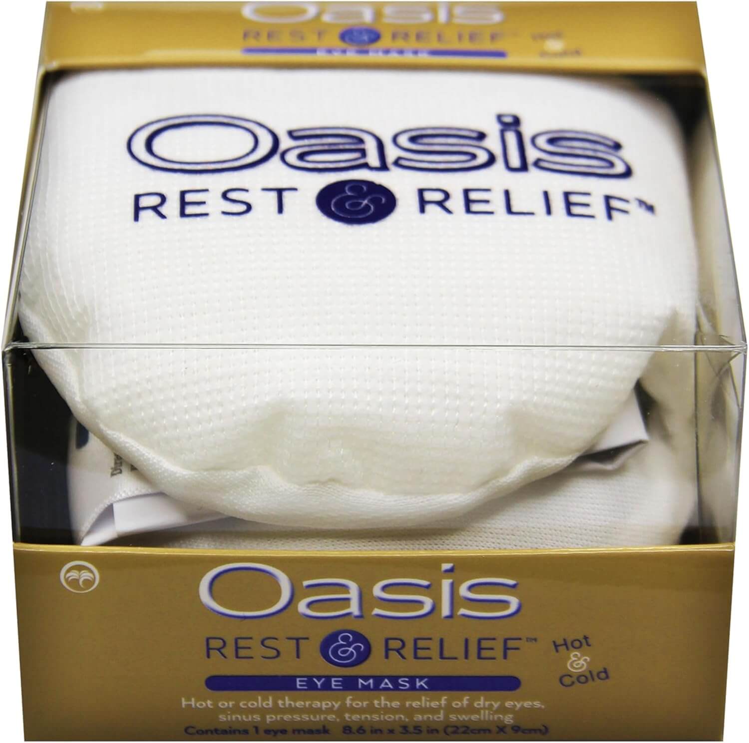 Hot and cold therapy eye mask for dry eyes relief in packaging, designed for soothing comfort and eye strain relief.